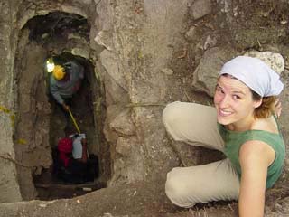 Student in archaeological site